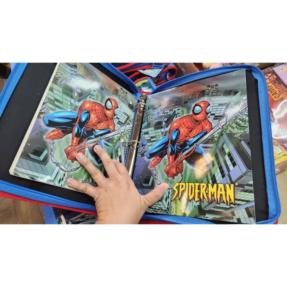 Vtg-NWT-Spider Man Zippered 3D-Ring Binder 2005 Marvel w/Folder, Spiral Notebook